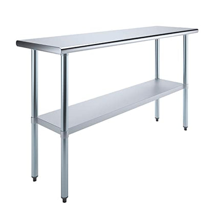 AmGood 18 in. x 60 in. Stainless Steel Work Table | Metal Kitchen Food Prep Table | NSF - size: 60 in. Long x 18 in. Deep without Wheels