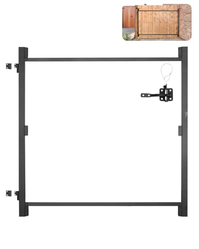 VEVOR Gate Building Kit, Fits 60 to 96 in Wide Openings, Up from 4 to 5 ft High Fence, Adjustable Gate Building Kit, Anti Sag Full Gate Frame Kit with Latch Lock and Screws, for Wooden Fence, Iron - size: 60"-96" wide openings, 4'-5' high
