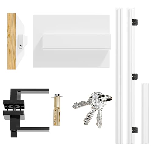 Door Jamb Frame Kit with Pre-Installed Hinges & Door Seal Strips & Handle, Primed Composite Door Frame Kit, Pine Wood, Right Handed, 81.65 in. x 4.57in. x 1.18 in - color: Black Hardware-Right Handed