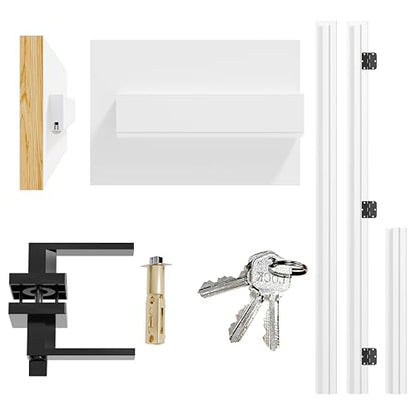 Door Jamb Frame Kit with Pre-Installed Hinges & Door Seal Strips & Handle, Primed Composite Door Frame Kit, Pine Wood, Right Handed, 81.65 in. x 4.57in. x 1.18 in - color: Black Hardware-Right Handed