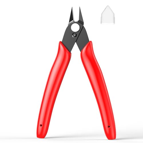 BOENFU Precision Wire Cutter Zip Tie Cutters Flush Cutters Nippers Small Side Cutting Pliers for 3d Print, Plastic Models, Jewelry, Electronics, Red, 1-Pack - color: Red ( 1 Pack )
