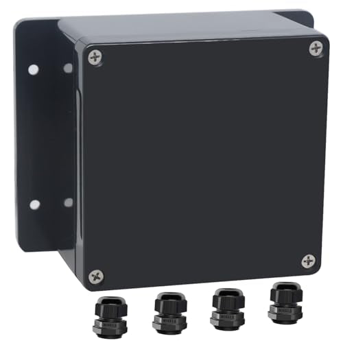 Junction Box IP65 Waterproof ABS Plastic Electrical Project Case Power Junction Boxes, Project Box with Fixed Ear Black 4.72x4.72x2.95 inch (120x120x75mm) - color: Fixed Ear Design, size: 4.72"x4.72"x2.95"