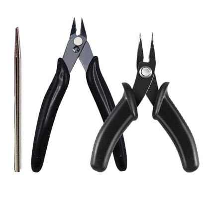 Model Tools Kit for 3D Metal Earth Puzzle Cutter,3pcs Professional Cone Shape Bending Assist Tools Clipper & Needle Nose Pliers & Straight-Head Tweezer for Cutting DIY Building Metal Jigsaw Assembling