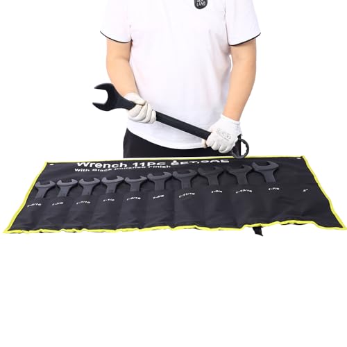 Jumbo Combination Wrench Set, SAE 1-5/16 Inches to 2 Inches, 11-Piece Open-End Wrench Set, Black Oxide Finish, Rolling Pouch - color: Sae - 11 Piece