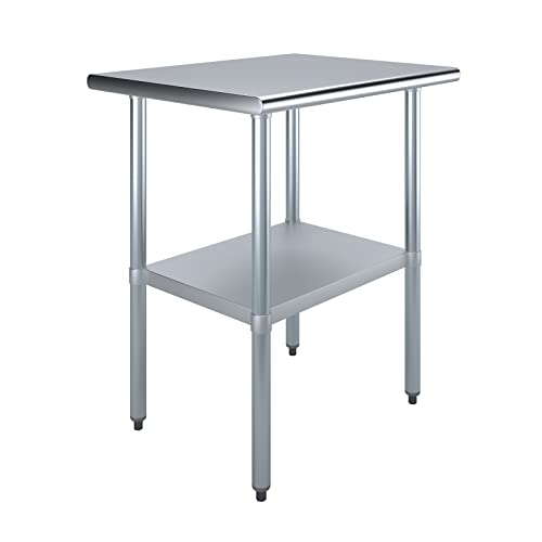 AmGood 24 in. x 30 in. Stainless Steel Work Table | Metal Kitchen Food Prep Table | NSF - size: 30 in. Long x 24 in. Deep without Wheels