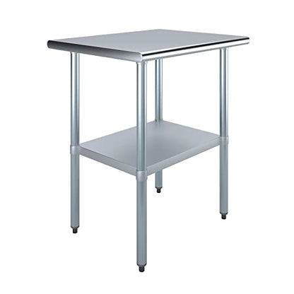 AmGood 24 in. x 30 in. Stainless Steel Work Table | Metal Kitchen Food Prep Table | NSF - size: 30 in. Long x 24 in. Deep without Wheels