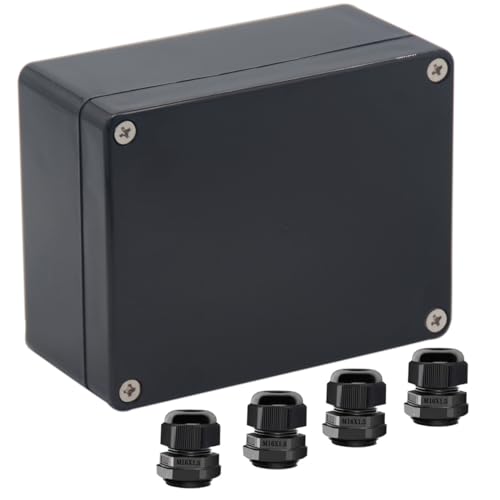 Junction Box IP65 Waterproof ABS Plastic Electrical Project Case Power Junction Boxes, Project Box with 4 PCS M16 Cable Glands 4.53x3.54x2.17 inch (115 x 90 x 55 mm) - color: Black, size: 4.53"x3.54"x2.17"