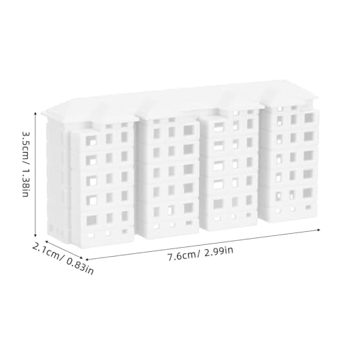 Vaguelly Miniature Apartment Building Model 4 Pack Plastic Dollhouse Accessories for DIY Miniature Buildings Architectural Models Sand Table Layouts Tabletop Decor 2.99 X 1.37 X 0.82 in