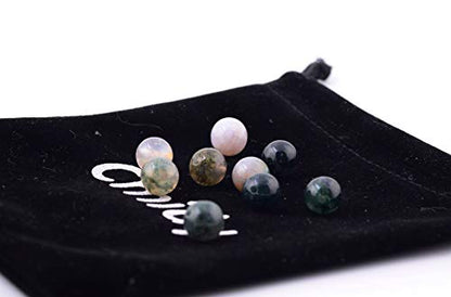 Natural Stone Beads 100pcs 8mm India Agate Round Genuine Real Stone Beading Loose Gemstone Hole Size 1mm DIY Charm Smooth Beads for Bracelet Necklace Earrings Jewelry Making (India Agate) - color: India Agate Green, size: 8mm