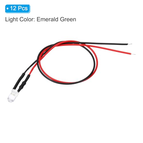 PATIKIL 5mm LED Diode Light 12 Pcs 6V DC Emerald Green - color: Emerald Green, size: 6V