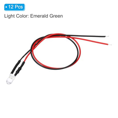 PATIKIL 5mm LED Diode Light 12 Pcs 6V DC Emerald Green - color: Emerald Green, size: 6V