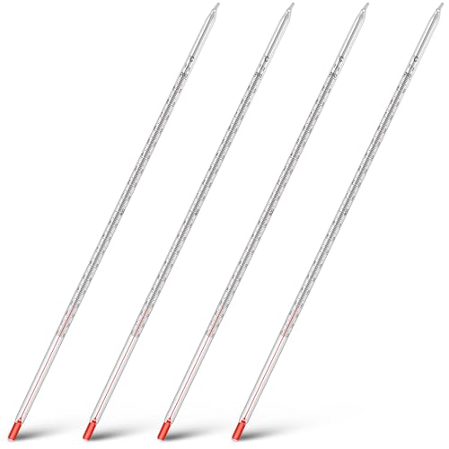 4 Pcs Lab Thermometer 12” Celsius Laboratory, Red Liquid in Glass