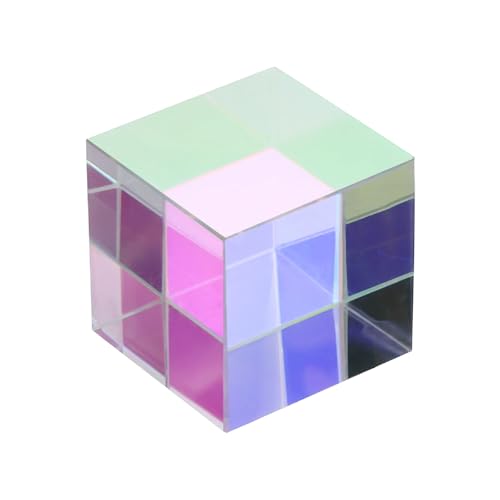 PATIKIL 1Pcs Cube Prism 40mm K9 Crystal Dispersion Prism AB Color - size: 40mm
