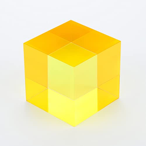 CMY Cubes The Y Cube (30mm) - Yellow Hue Cube - Optical Color Cube - Diamond Polished - Teaches Subtractive Color Mixing - Educational, Scientific, Physics & Kinetic Art Desk Object