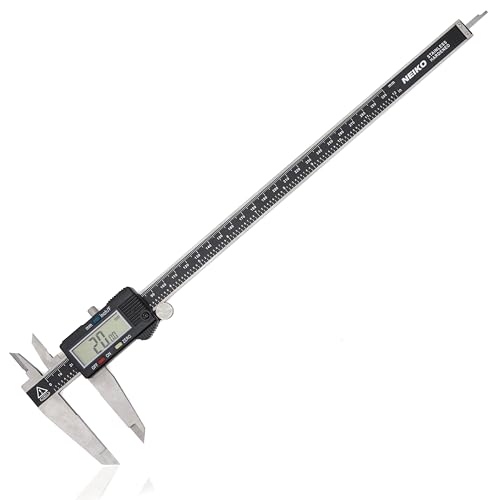 NEIKO 01409A 12” Electronic Digital Caliper | Extra Large Display | 0-12 Inches | Inch/Fractions/Millimeter Conversion | Polished Stainless Steel - size: 12 Inch, style: Stainless Steel