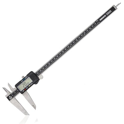 NEIKO 01409A 12” Electronic Digital Caliper | Extra Large Display | 0-12 Inches | Inch/Fractions/Millimeter Conversion | Polished Stainless Steel - size: 12 Inch, style: Stainless Steel