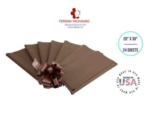 Chocolate Tissue Paper Squares, Bulk 24 Sheets, Premium Gift Wrap and Art Supplies for Birthdays, Holidays, or Presents by Feronia packaging, Large 20 Inch x 30 Inch - color: Chocolate