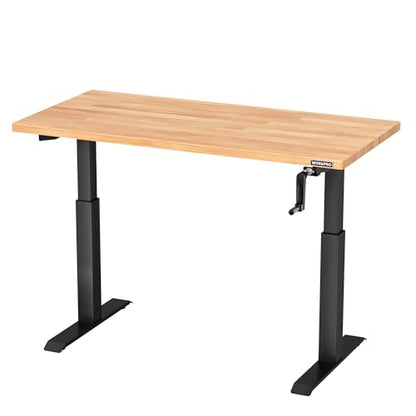 WORKPRO 47.2" x 23.6" Adjustable Workbench with Crank Handle, Rubber Wood - size: 3.93FT workbench