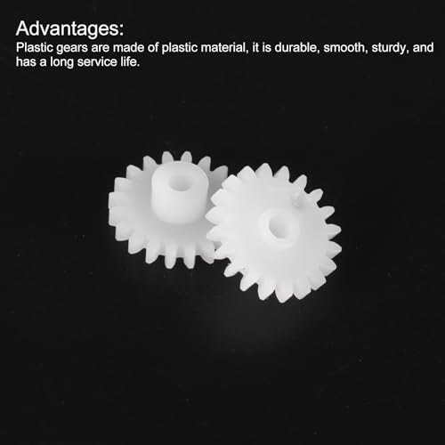 MECCANIXITY 20 Pcs Plastic Gears 20 Teeth Plastic Motor Gear Model 202A Reduction Gear for RC Car Model DIY Robot (White, Module 0.5) - style: 20 Teeth
