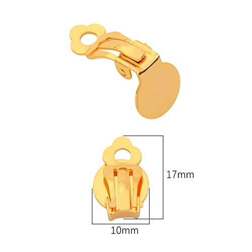 BEADIA 18K Gold Plated Earring Clips 10x17mm 20pcs with Beads for Jewelry Making Findings - size: Clips 5# 10x17mm