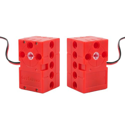 2kg 360 Degree Continuous Rotation Programmable Motor Geekservo Dual Output Shaft Compatible with Standard Building Blocks for Microbit Raspberry Pi（Pack of 2pcs） - style: Red Motor（2pcs）