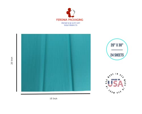 Teal Tissue Paper Squares, Bulk 24 Sheets, Premium Gift Wrap and Art Supplies for Birthdays, Holidays, or Presents by Feronia packaging, Large 20 Inch x 30 Inch - color: Teal