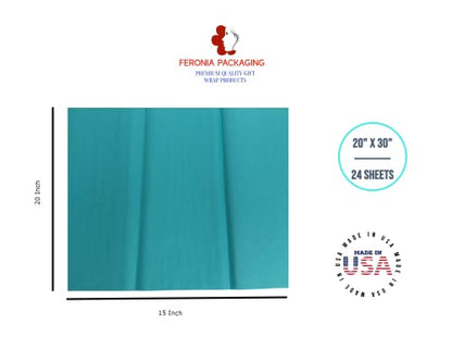 Teal Tissue Paper Squares, Bulk 24 Sheets, Premium Gift Wrap and Art Supplies for Birthdays, Holidays, or Presents by Feronia packaging, Large 20 Inch x 30 Inch - color: Teal
