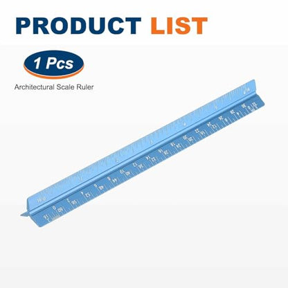 HARFINGTON Architectural Scale Ruler, 7 Inch Standard Aluminum Alloy Architect Triangular Small Scale Laser-Etched Blueprint Drafting Ruler for Architects Engineers, Blue - color: Blue, size: 7 Inch