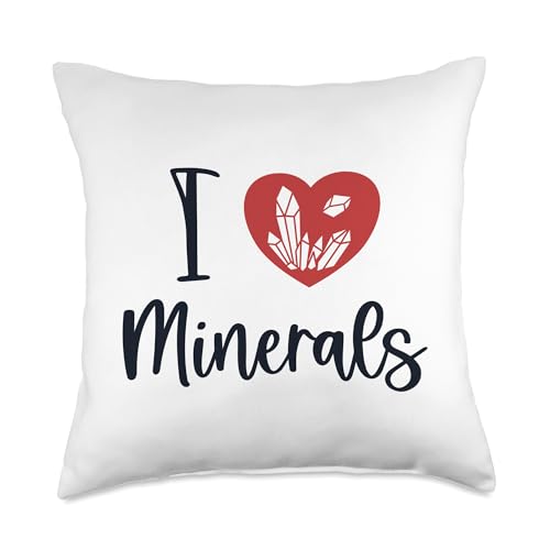 Best Rocks And Minerals Kit Guide Collection Gifts I Love Geologist Rockhounding Mineral Collector Throw Pillow, 18x18, Multicolor - size: 18x18