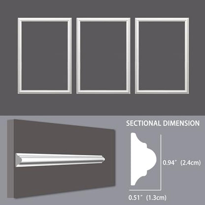 Lunghaa 3-Frame 20" x 30" Premade Accent Wall Molding Kit, Ready-to-Assemble Wainscoting Panels, Pre-Cut Chair Rail Moulding Trim Picture Frame for Home Décor - size: 3-Frame, 20"W x 30"H