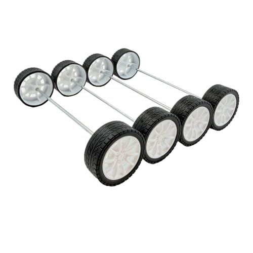 20PCS Toy Car Wheel Model Car Rubber Tire Wheel with 10PCS Round Shaft Axles for for RC Car Truck Robot Boat Helicopter DIY Model Toy Part (White) - color: White