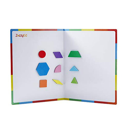 ZazzyKid Kids Magnetic Pattern Blocks Set: 216 PCS Geometric Shape Puzzles Tangram - STEM