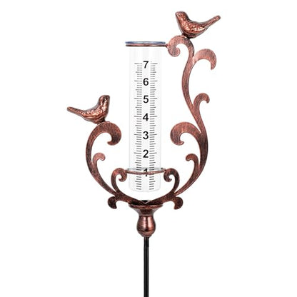 Rain Gauge Outdoor, 39" Cast Iron Bird Rain Gauge Outdoors Best Rated - color: Bronze - Bird