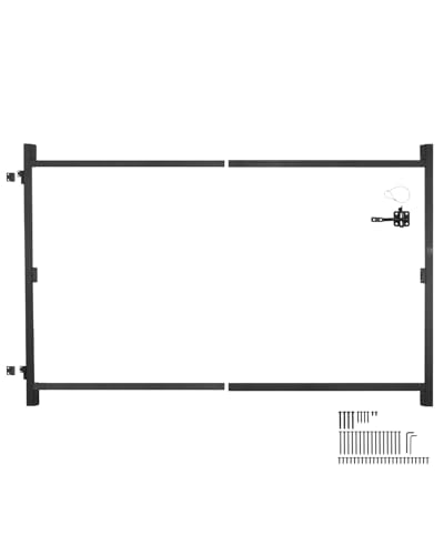 VEVOR Gate Building Kit, Fits 40 to 72 in Wide Openings, Up from 4 to 5 ft High Fence, Adjustable Gate Building Kit, Anti Sag Full Gate Frame Kit with Latch Lock and Screws, for Wooden Fence, Iron - size: 40"-72" wide openings, 4'-5' high