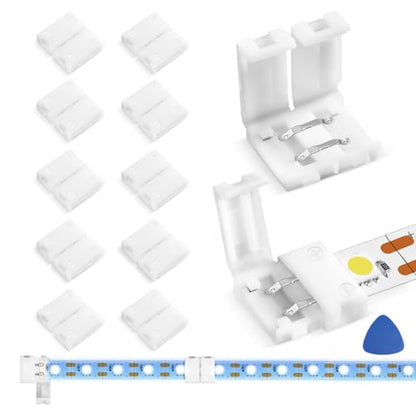 WENHSIN 10Packs 2-Pin RGB LED Light Strip Connectors 8mm Unwired Gapless Solderless Adapter Terminal Extension - size: 8MM-2PIN