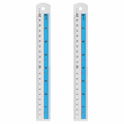 HARFINGTON 2pcs Metal Straight Ruler 20cm Metric SAE Aluminum Alloy Measuring Rulers Scale Tools with Hole for Measure Study Reading Classroom Office, Blue - color: Blue, size: 20cm