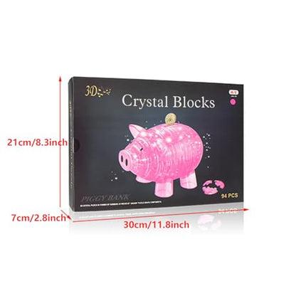 3D Crystal Pig Puzzle, Functions as a Piggy Bank, Crystal Puzzle Brainteasers for Puzzlers Ages 16 and Up, 94 PCS (Yellow) - color: Yellow-pig