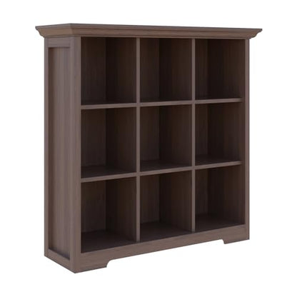 OSCHF 9-Cube Open Bookcase with Base, 3-Tier Wooden Bookshelf, Walnut - color: Walnut, size: 9-Cube