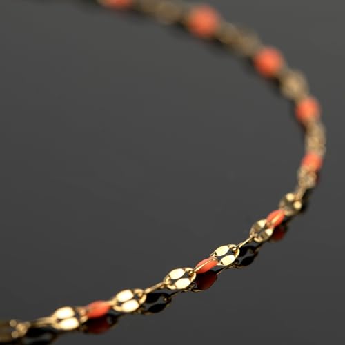 UMAOKANG 5 Meters Gold Plated Stainless Steel Bulk Chain for Jewelry Making - color: Gold-Orange