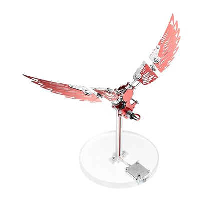 Flying Wings 3D Metal Puzzle Kit - Mechanical Biomimetic Wings with Micro Motor, DIY Kinetic Sculpture for Adults, Precision Electroplating Craftsmanship & Interactive STEM Model Gift（Red） - color: Red