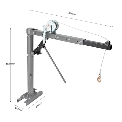 PioneerWorks 1000 LBS Hydraulic Pickup Truck Crane Hoist, 4 Adjustable Load Levels Non-Electric Manual Truck Bed Lifting Crane, Silver - color: Silver