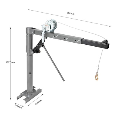 PioneerWorks 1000 LBS Hydraulic Pickup Truck Crane Hoist, 4 Adjustable Load Levels Non-Electric Manual Truck Bed Lifting Crane, Silver - color: Silver