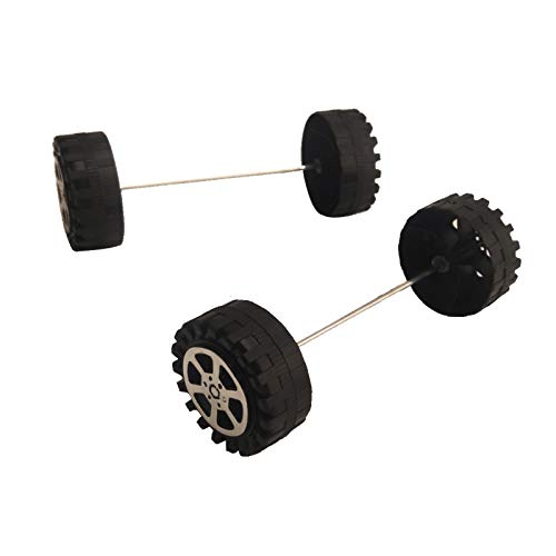 EUDAX 50pcs Plastic Roll 2mm Dia Shaft Toys Wheel and 25Pcs STEM Shaft Round Rod Axles for DIY Toy RC Car Truck Boat Helicopter Model Part