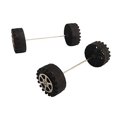 EUDAX 50pcs Plastic Roll 2mm Dia Shaft Toys Wheel and 25Pcs STEM Shaft Round Rod Axles for DIY Toy RC Car Truck Boat Helicopter Model Part