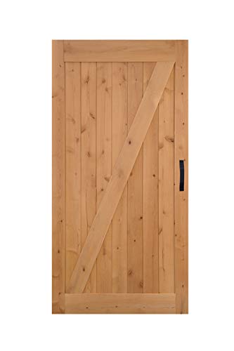 LUBANN 42 in. x 84 in. Urban Style Framed Z-Brace Barn Door Unfinished Hardwood Knotty Alder Solid Wood Dissembled Barn Door Slab with Hardware - size: 42X84 Z Brace