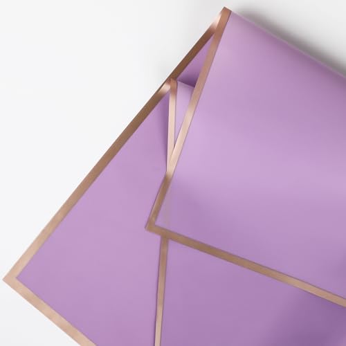 FUHITIM 20 Sheets Flower Waterproof Wrapping Paper(Light Purple) - color: Light Purple