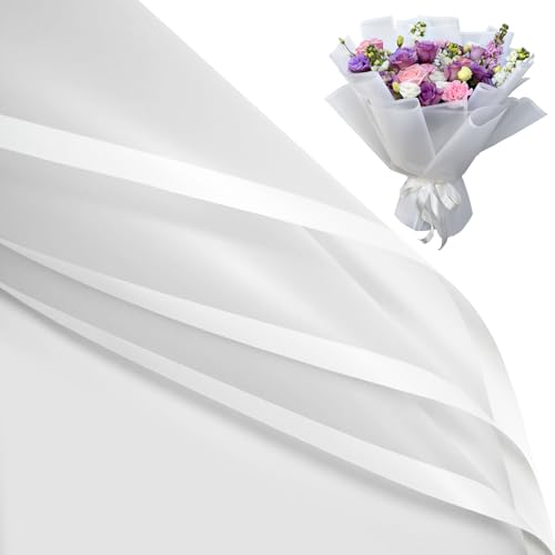 Duyasurs 20 Sheets Floral Wrapping Paper, Waterproof Bouquet Wrapping, 22.8x22.8IN, Florist Supplies Packaging Paper, DIY Gift Box, Wedding & Birthday Gifts, Translucent White - color: Translucent white