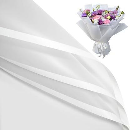 Duyasurs 20 Sheets Floral Wrapping Paper, Waterproof Bouquet Wrapping, 22.8x22.8IN, Florist Supplies Packaging Paper, DIY Gift Box, Wedding & Birthday Gifts, Translucent White - color: Translucent white