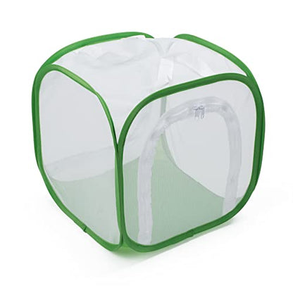 Two Doors Monarch Butterfly Habitat, Insect Mesh Cage, Caterpillar Enclosure Terrarium Pop-up (12 X 12 X 12 Inches) - size: 12 X 12 X 12 Inches