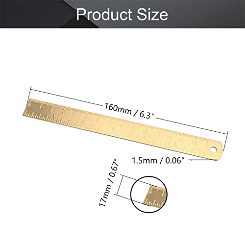Utoolmart Brass Straight Ruler, 15cm / 5.9-inch Double-Sided Scale Ruler, Measuring Tool for Engineering Office Architect and Drawing 1 Pcs - size: 15cm red copper